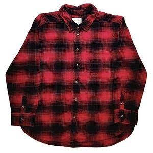 American Eagle Red Plaid Button Down Shirt Cottagecore Flannel Boyfriend Fit EUC